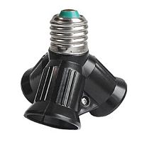 Патрон-переходник прямой Ecola Base Е27/3хЕ27 220В 100Вт Черный картинка 